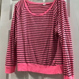 Victorias Secret PINK long sleeve pink black striped top
